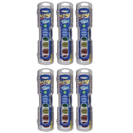 Prang Washable Watercolors Set, 8 Assorted Glitter Colors w/Brush, 6PK X80515